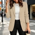 thumbnail image 5 of Hueook Blazers for Women Tailored Suit Jacket Business Casual Style Long Sleeves Lapel with Pockets Beige 3X, 5 of 8