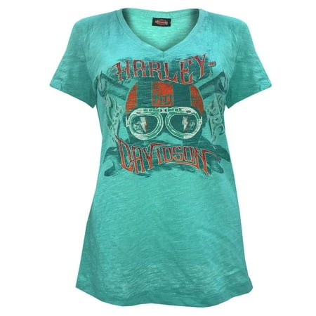 Harley Davidson Slip Mufflers Harley-Davidson Women's Boots On Fire V-Neck Short Sleeve Tee 5J05-HF2U (M), Harley Davidson ()