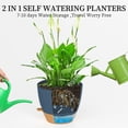 thumbnail image 5 of FIASON 3 Pack 9/10/12 Inch Blue & Brown Self-Watering Plastic Plant Pots, Indoor Outdoor Garden Planters with Drainage Holes, Watering Lip & Removable Saucer for Flowers & House Plants, 5 of 11