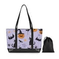 thumbnail image 7 of FORMRS Canvas Laptop Tote Bag for Women with 15.6" Computer Compartments Shoulder Handbag, Purple Halloween Pumpkin, 7 of 7