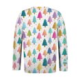 thumbnail image 4 of Women's Fashionable Casual Long Sleeved Plus Size Print Top Plus Size Floral Print Top with Christmas Plant Print, Festive Design Loose Fit Tops,Light Blue,3XL, 4 of 7