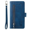 thumbnail image 6 of SaniMore for iPhone 15 6.1" 2023 Case, Prumium PU Leather Zipper Wallet Card Slots Cash Pocket Flip Kickstand Lanyard Anti-drop Shcokproof Full Body Wrap Business Cover, Darkblue, 6 of 11