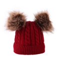 thumbnail image 3 of Spot doble bola giro bebé tejido sombrero lote otoño e invierno cubierta térmica cabeza niños sombrero, 3 of 5