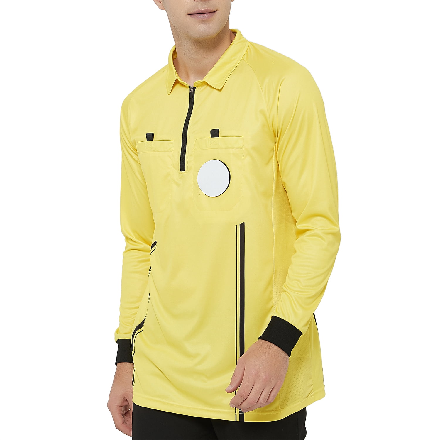 TOPTIE Men's Official Soccer Long Sleeve Referee Jersey USSF Pro Uniform-Yellow-L