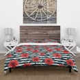 thumbnail image 3 of Designart 'Red Flowers with Leaves, Branches and Berries' Floral Duvet Cover Set, 3 of 4