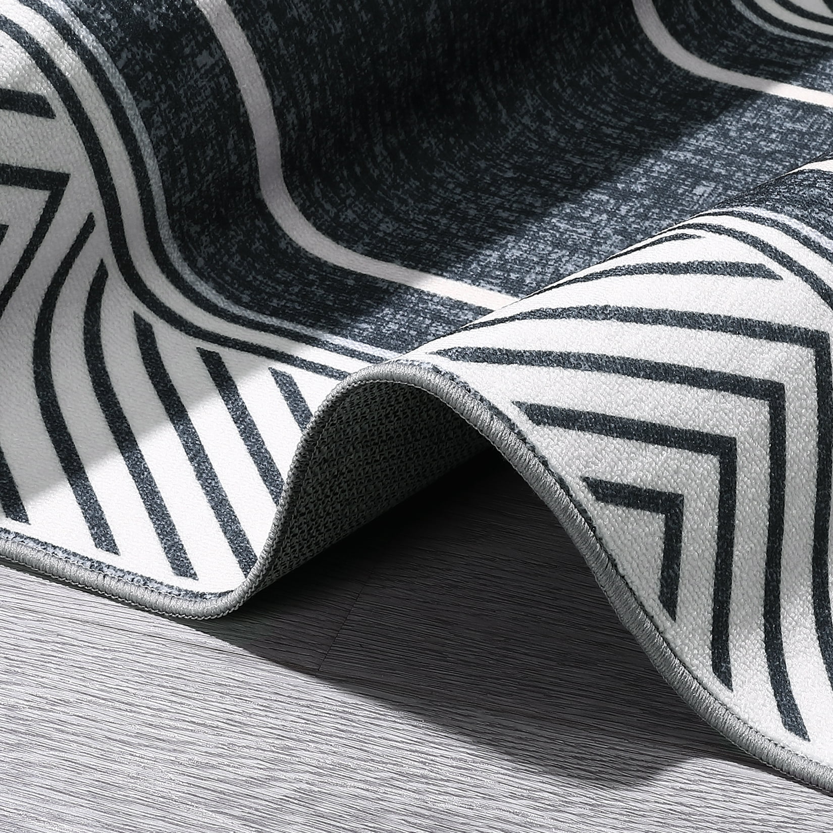 Hasoo 5' x 7' Area Rug Modern Geometric Bordered Carpet for Living Room Bedroom, Dark Gray