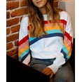 thumbnail image 3 of HLSOHJP Women's Rainbow Print Sweatshirt Long Lantern Sleeve Colorful Striped Color Block Pullover Tops Casual Jumpers, 3 of 6