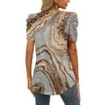 thumbnail image 6 of USSUMA T-Shirts for Women Trendy Floral Marble Print Women's Shirts and Blouses Puff Sleeve Female Tops Dressy Casual Summer Ruched Elegant V Neck Plus Tunics Beach, 6 of 8