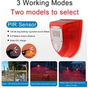2 Pack Solar Security Alarm Lights, 129dB Gunshot Sounds & Dog Barking Sound & Light Strobe Light Warning Lamp for Outdoor Farm Barn, Villa Yard