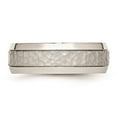 thumbnail image 2 of Mens Hammered Stainless Steel 7.5mm Wedding Band Ring with Polished Edge, 2 of 4