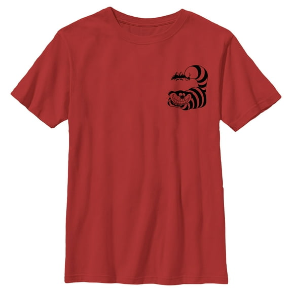 Boy's Alice in Wonderland Cheshire Cat Pocket Sketch Graphic Tee Red X Small