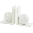 thumbnail image 5 of DecMode 6" Sleek Orb Geometric 12 lbs White Marble Bookends with L- Shaped Bases (Set of 2), 5 of 7
