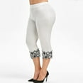 thumbnail image 6 of Lace Floral Leggings for Women Plus Size High Waisted Capris Stretch Lace Trim Cropped Tights Yoga Shorts Pant, 6 of 7