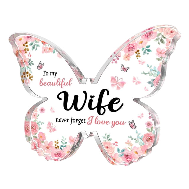 Fiudx Recuerdo de Acrílico para Esposa Romántica, Regalo de Aniversario Único, Placa con Mensaje de Amor Significativo, Decoración Elegante para El Hogar, San Valentín, Cumpleaños, 1 Pieza de Adorno.