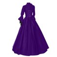 thumbnail image 3 of Lace Bell Sleeve Dress, Halloween Masquerade Costume, Gothic Evening Gown, Victorian Dress for Women 1800s Medieval Renaissance Dress Plus Size Vintage Dress Ball Gown Halloween Costume, Purple 3XL, 3 of 3
