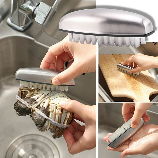 PEONAVET scrub brush Stainless Steel Deodorant Soap Hand Washing Brush-nylon Hair Nail Cleaning Brush- Massage Brush Stainless Steel Deodorant Soap Dualuse Brush- Clean Up Di