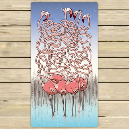 Ykcg Five Flamingos Maze Game Funny Animals Hand Towel Beach Towels Bath Shower Towel Bath Wrap For Home Outdoor Travel Use 30x56 Inches