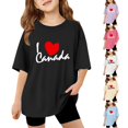 thumbnail image 2 of Chandail Canada Filles Feuille d'Érable Canadienne Graphique Col Rond Manches Courtes Blouse Garçons Fête du Canada Chandails Graphiques Mode Filles Fierté du Canada Haut Graphique Décontracté, 2 of 7