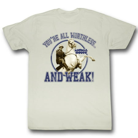 Animal House WORTHLESS AND WEAK Large Cotton T-shirt White Adult Men's Unisex Short Sleeve T-shirt
