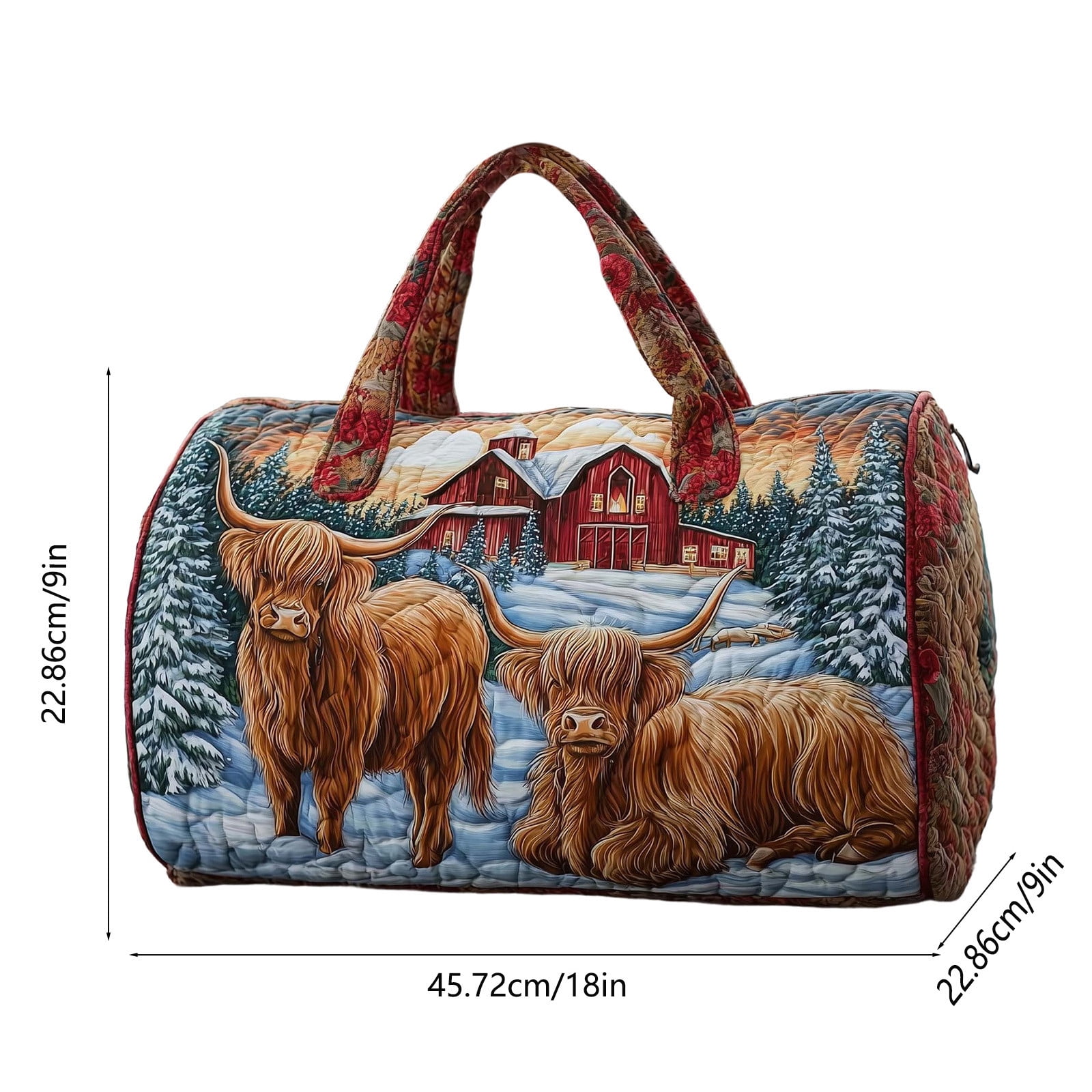 Yardvibe Rustic Highland Cow Sports Duffle Bag, Cow Print Duffle bag for Women Men, Waterproof Overnight Weekender Bag with Adjustable Strap, Travel Tote Bags for Beach Yoga Work Dance Swim, Style 07