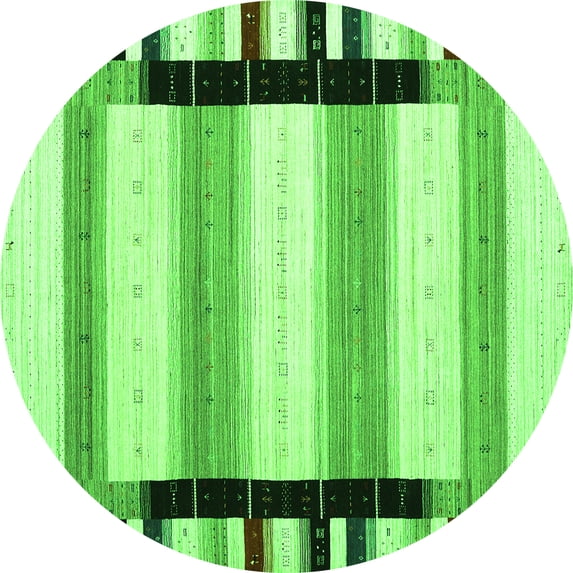 Ahgly Company Indoor Round Abstract Green Contemporary Area Rugs, 5' Round