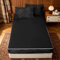 thumbnail image 4 of Erosebridal Gothic Skull Silhouette Zipper Full Size Comforter Sets with Fitted Sheet and 2 Pillowcases for Women Girls, Gray Damask Floral Zipper Bedding Set, Black Reversible, 4pcs, 4 of 7