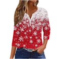 thumbnail image 2 of Drovellove Women's Casual 3/4 Length Sleeve V Neck Printed Blouse - Soft Stretchy Polyester Top for Home or Work, 2 of 5