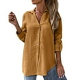 thumbnail image 2 of 2025 Women's Sleeveless V Neck Button-Up Lapel Shirt - Solid Color Blouse, L, Yellow, 2 of 4