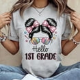 thumbnail image 2 of Back To School Coquette Bow Teacher Hello First Grade Girls T-Shirt Men's And Women's Graphic Tee 100% Cotton by TBun, Full Sizes S-5XL, 2 of 5