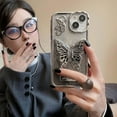 thumbnail image 5 of for iPhone 12 Case, [Deluxe Chrome Silver Butterfly Pattern][Shiny Plated Hidden 3D Butterfly][Premium Fashion Creative Case] Soft TPU Shockproof and Drop Resistant for Women and Girls 6.1, 5 of 14
