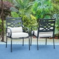 thumbnail image 4 of MF Studio 7-Piece Outdoor Patio Dining Set with Aluminum Chairs with Seat Cushions & Back Cushions & Rectangle Table with Umbrella Hole for 6-Person, Black & Beige, 4 of 14