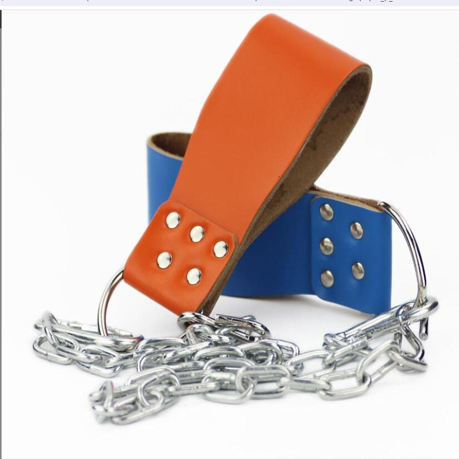 DimyFew Dumbbell Loading Strap Accessories with Chain LAT Pull Down Attachment PU Weight Orange
