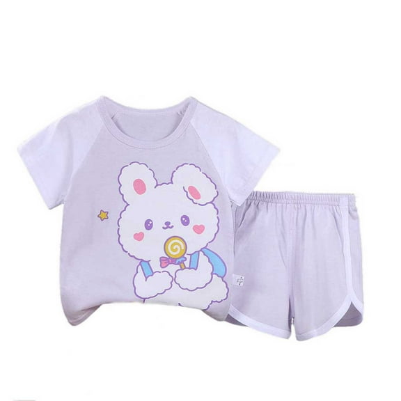 Uxgjfwu Kids Outfits for Boys and Girls Toddler Clothing Sets Casual Cute Printed Outfits Summer Short Sleeve Shirts Shorts 2PC Sets