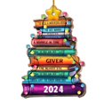 thumbnail image 1 of Adorno navideño de árbol de libros Avdjesfny, adornos navideños acrílicos Bookworm 2024, planos 2D, adorno navideño de estantería, regalo para amantes de la lectura, profesores, bibliotecarios,, 1 of 4