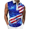 thumbnail image 2 of Abomasnow Men's American Flag Tank Tops 4th of July Half Zip Shirt Sleeveless Patriotic Independence Day Muscle Cutoff Shirt (S-XXXL), 2 of 5