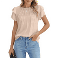 thumbnail image 3 of Women Dressy Casual Tops Business Work Blouses Summer Shirts Short Sleeve Crew Neck Outfits 2025 XL, 3 of 7