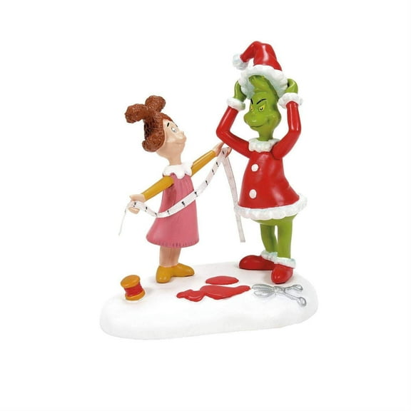 Department 56 Dr. Seuss The Grinch Village Accessories Being Fitted for a Santy Suit Figurine