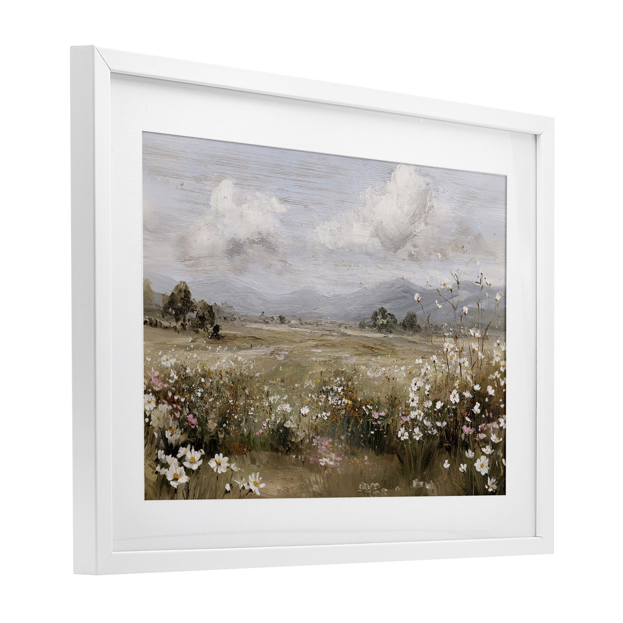 Stupell Industries Daisy Clusters in Field White Framed Print Under Glass, design by Jacky Ngan