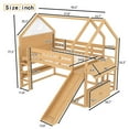 thumbnail image 2 of URTR Full Loft Bed with Slide & Bookshelf, Solid Wood Loft Beds Frame with House Structure & Safety Rails, Fun Elevated Design for Game Room, Natural, 2 of 9