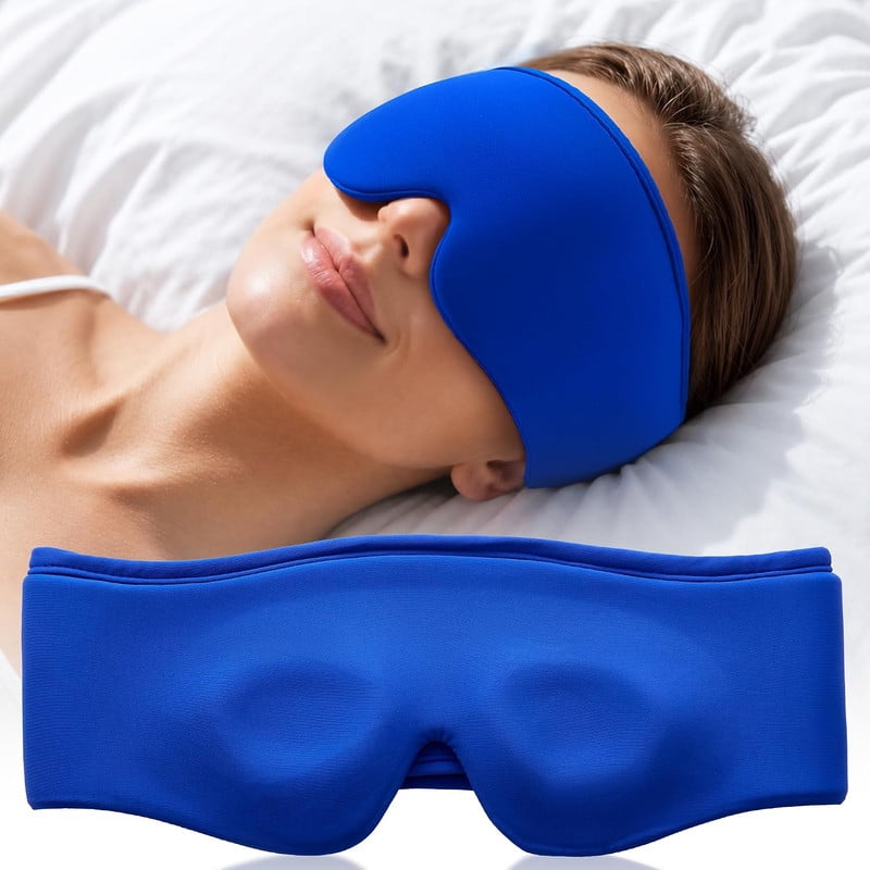 FACEMOON Cooling Gel Eye Mask for Puffy Eyes, Ergonomic 3D Full-Coverage Wrap, Reusable for Daily Eye Relief and Headache Comfort, Blue