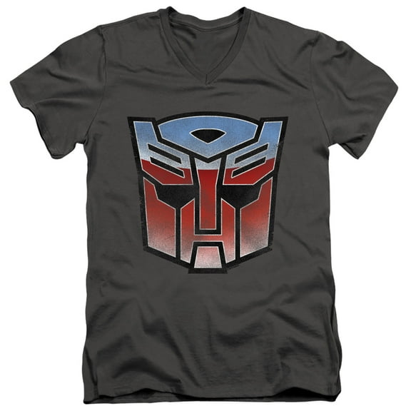 Transformers Vintage Autobot Logo S/S Adult V-Neck T-Shirt 30/1 T-Shirt Charcoal