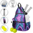 thumbnail image 2 of Pickleball Bag with Padded Back, Star Pattern PurpleBlue Multi-Compartment Paddle Backpack, Lightweight Nylon Sports Bag for Men & Women, 2 of 7