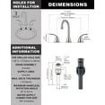 thumbnail image 5 of Wowow 3 Hole Widespread Bathroom Sink Faucet in Brushed Nickel,Fit for 6 inch and 8 inch Sink with Pop UP Drain, 5 of 7