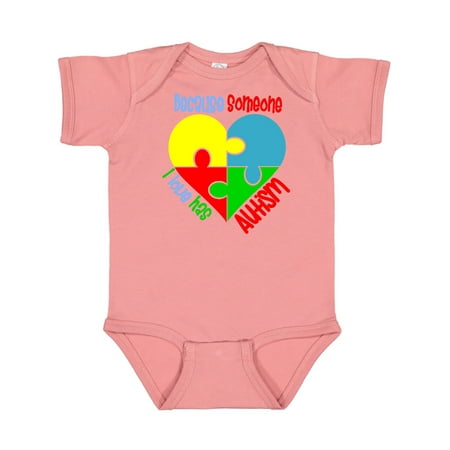 

Inktastic Because Someone I Love Has Autism Puzzle Gift Baby Boy or Baby Girl Bodysuit