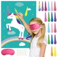 thumbnail image 1 of Juego de fiesta FELITO Pin the Horn on Unicorn para niños con póster, 1 of 6