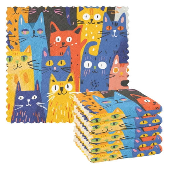 6 Pieces of Kitchen Towels 11x11Inch Kitchen Dish Cloths Kitchen Dish Towels Reuseable Cleaning Cloths Colored Cat