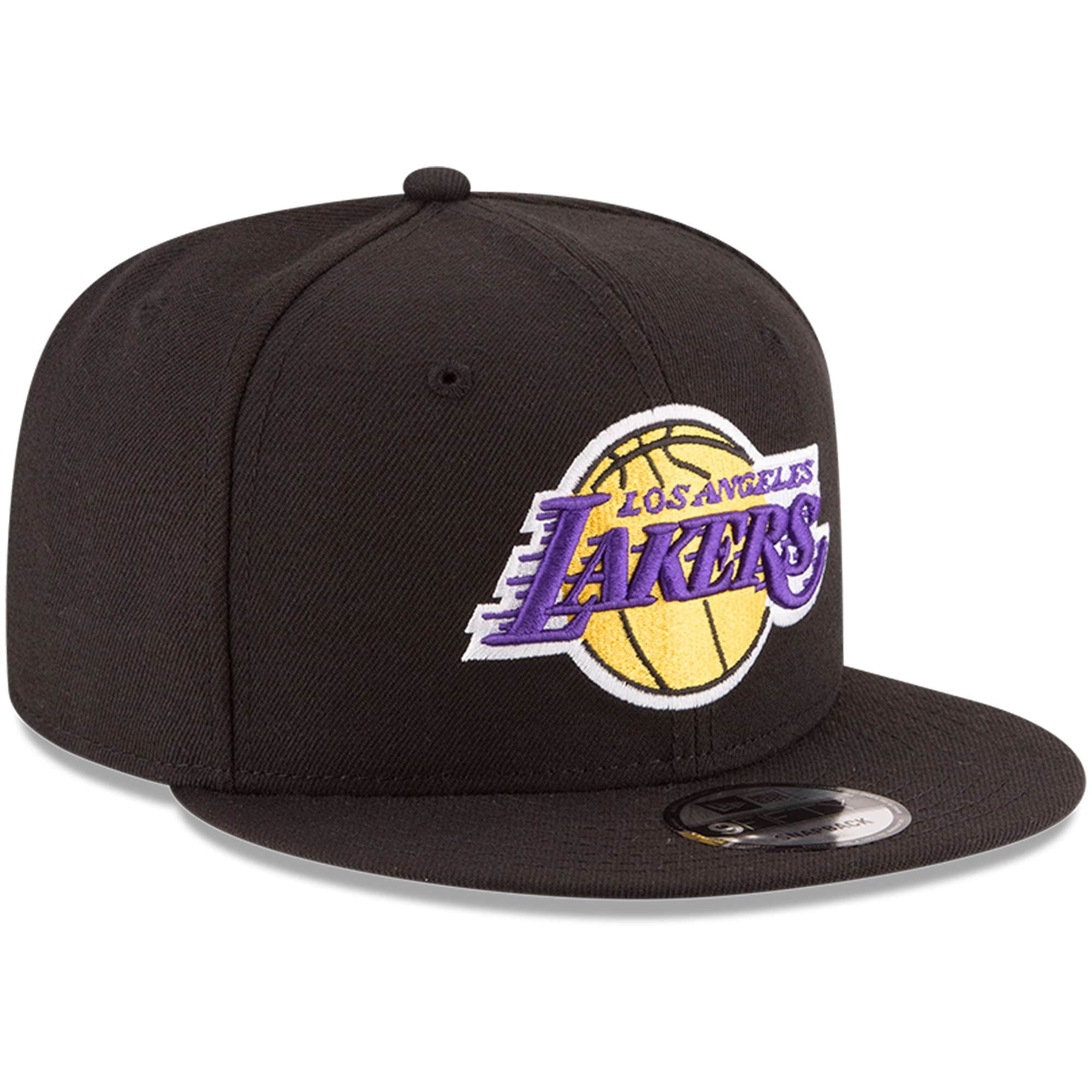 Men's New Era Black Los Angeles Lakers Official Team Color 9FIFTY Snapback Hat