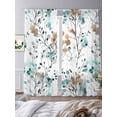 thumbnail image 2 of Teal Brown Spring Floral Sheer Curtains 84 Inch Length 2 Panels Set, Summer Botanical Abstract Voile Window Treatment Rod Pocket Curtains Sheers Drapes for Bedroom/Living Room/Kitchen 52"x84"x2, 2 of 7