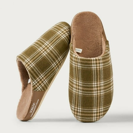 

CoCopeanut Fashion Plaid Cloth Upper Design Men s Slippers Home Winter Warm Soft Comfortable Non-Slip Thick Bottom Leisure Couple Slippers
