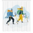 thumbnail image 2 of Ambesonne Winter Shower Curtain, Happy Couple Walking on Snow, 69"Wx84"L, Pale Blue and Multicolor, 2 of 2